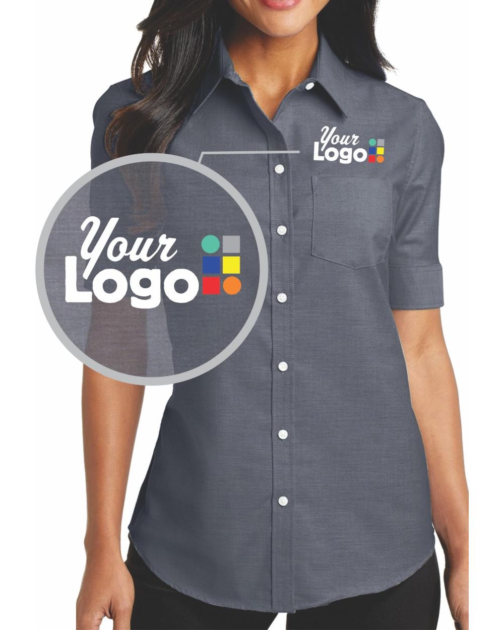 Port Authority Women's S/S Superpro Oxford Custom Shirt, color: Black