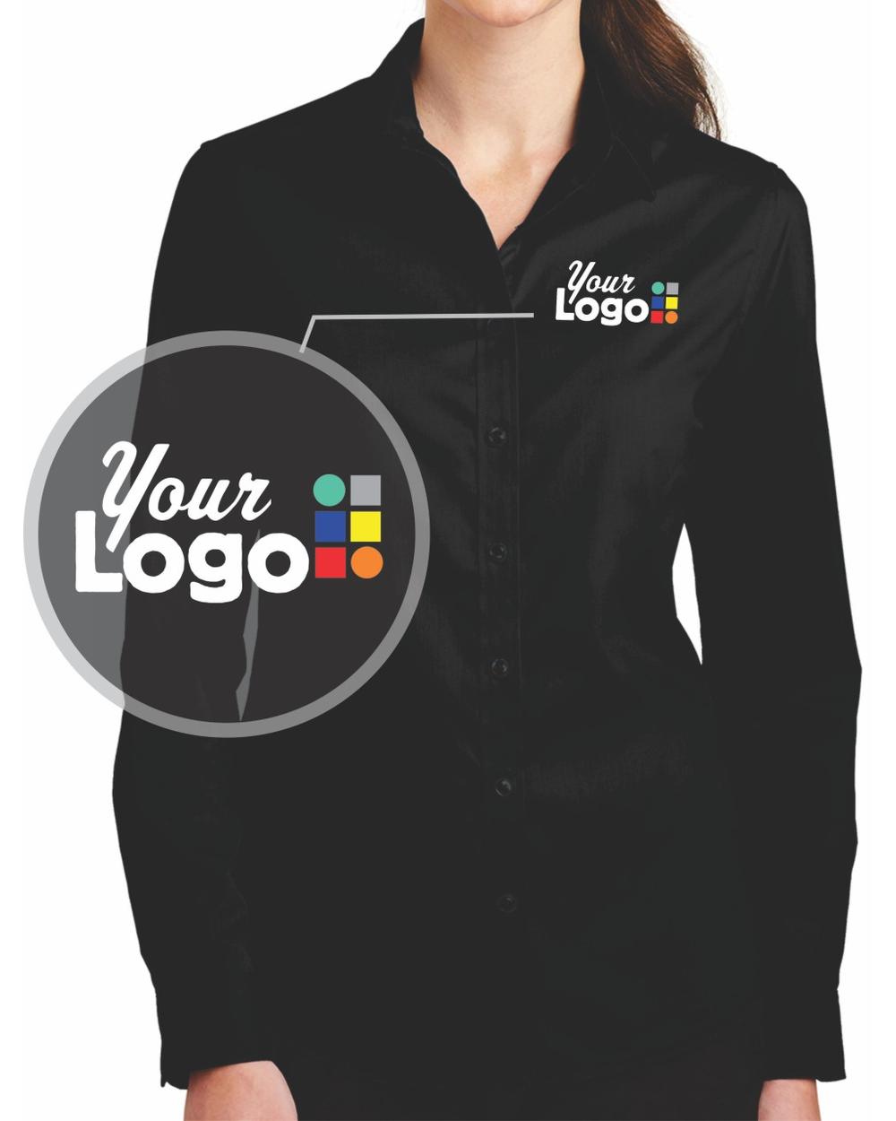 Port Authority Women's L/S SuperPro Twill Custom Shirt, color: Black