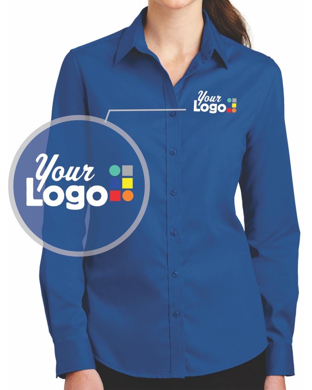 Port Authority Women's L/S SuperPro Twill Custom Shirt, color: True Blue
