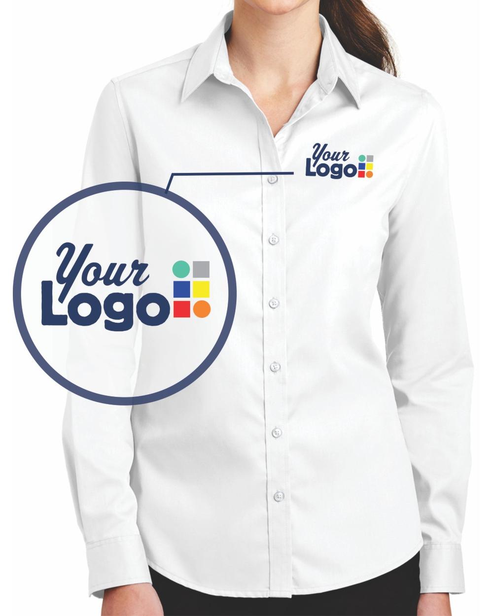 Port Authority Women's L/S SuperPro Twill Custom Shirt, color: White
