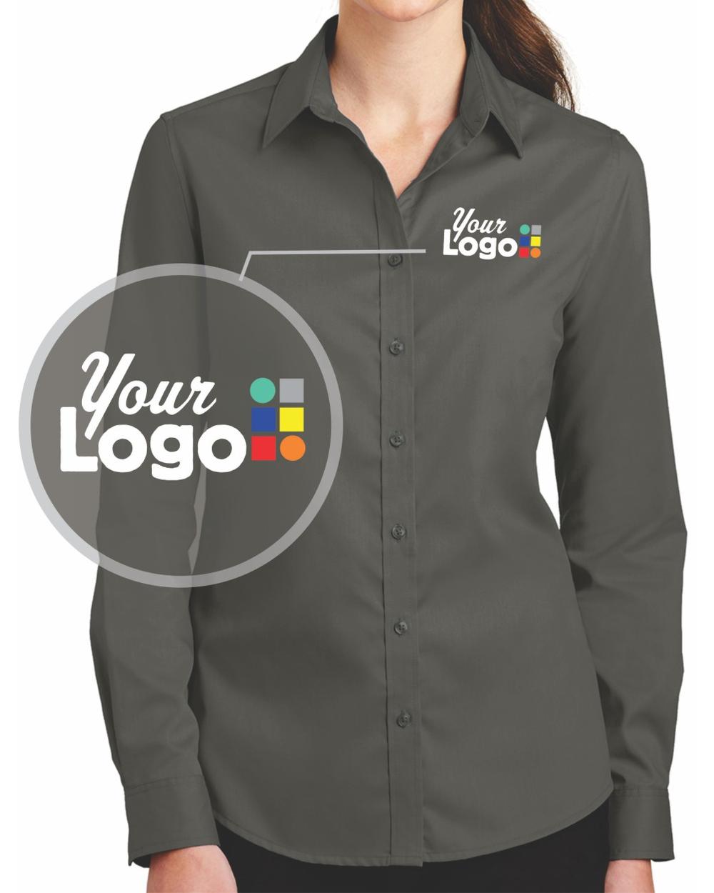 Port Authority Women's L/S SuperPro Twill Custom Shirt, color: Sterling Grey