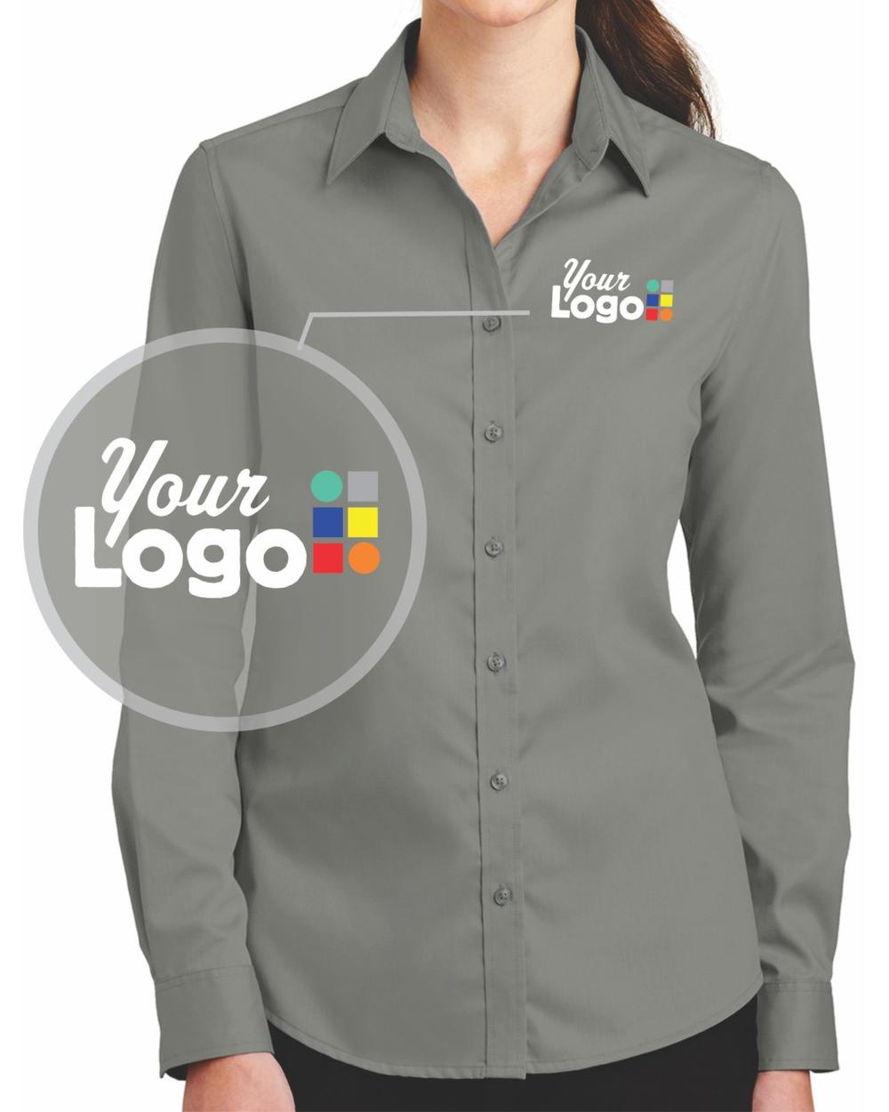 Port Authority Women's L/S SuperPro Twill Custom Shirt, color: Monument Grey
