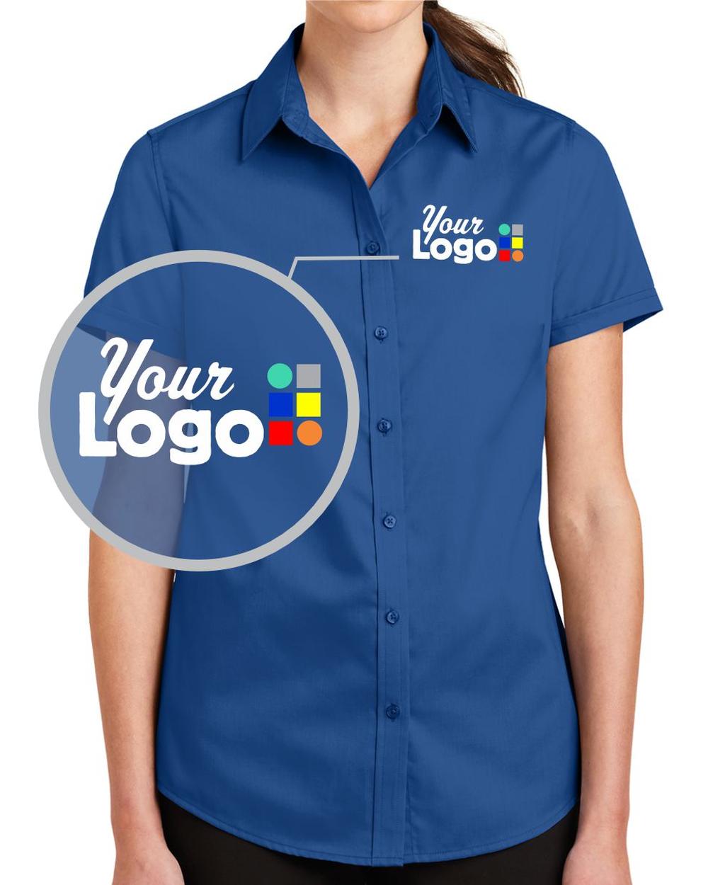 Port Authority Women's S/S SuperPro Twill Custom Shirt, color: True Blue