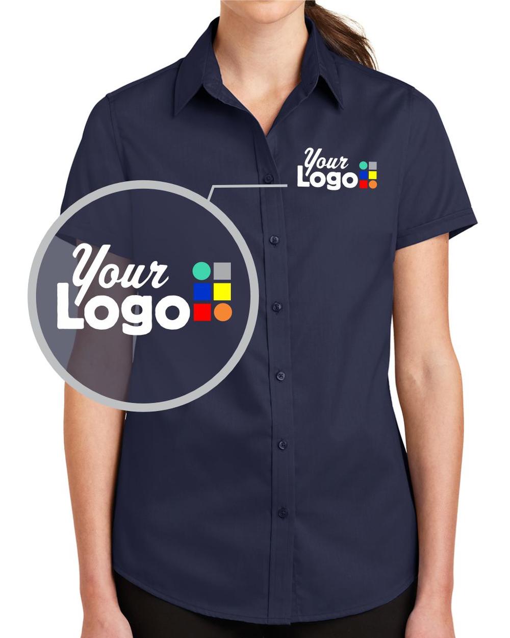 Port Authority Women's S/S SuperPro Twill Custom Shirt, color: True Navy