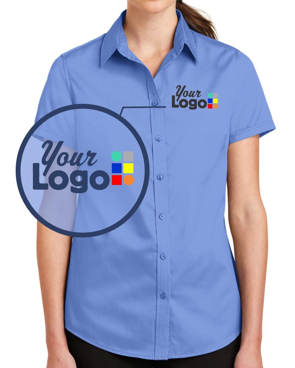 Port Authority Women's S/S SuperPro Twill Custom Shirt, color: Ultramarine Blue