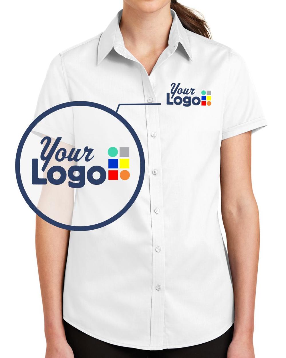 Port Authority Women's S/S SuperPro Twill Custom Shirt, color: White