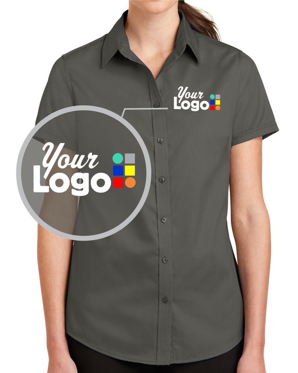 Port Authority Women's S/S SuperPro Twill Custom Shirt, color: Sterling Grey