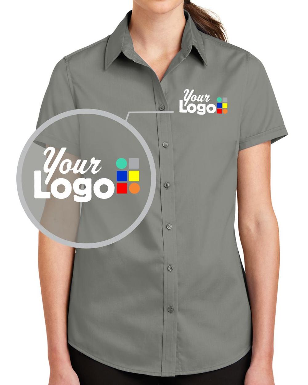 Port Authority Women's S/S SuperPro Twill Custom Shirt, color: Monument Grey