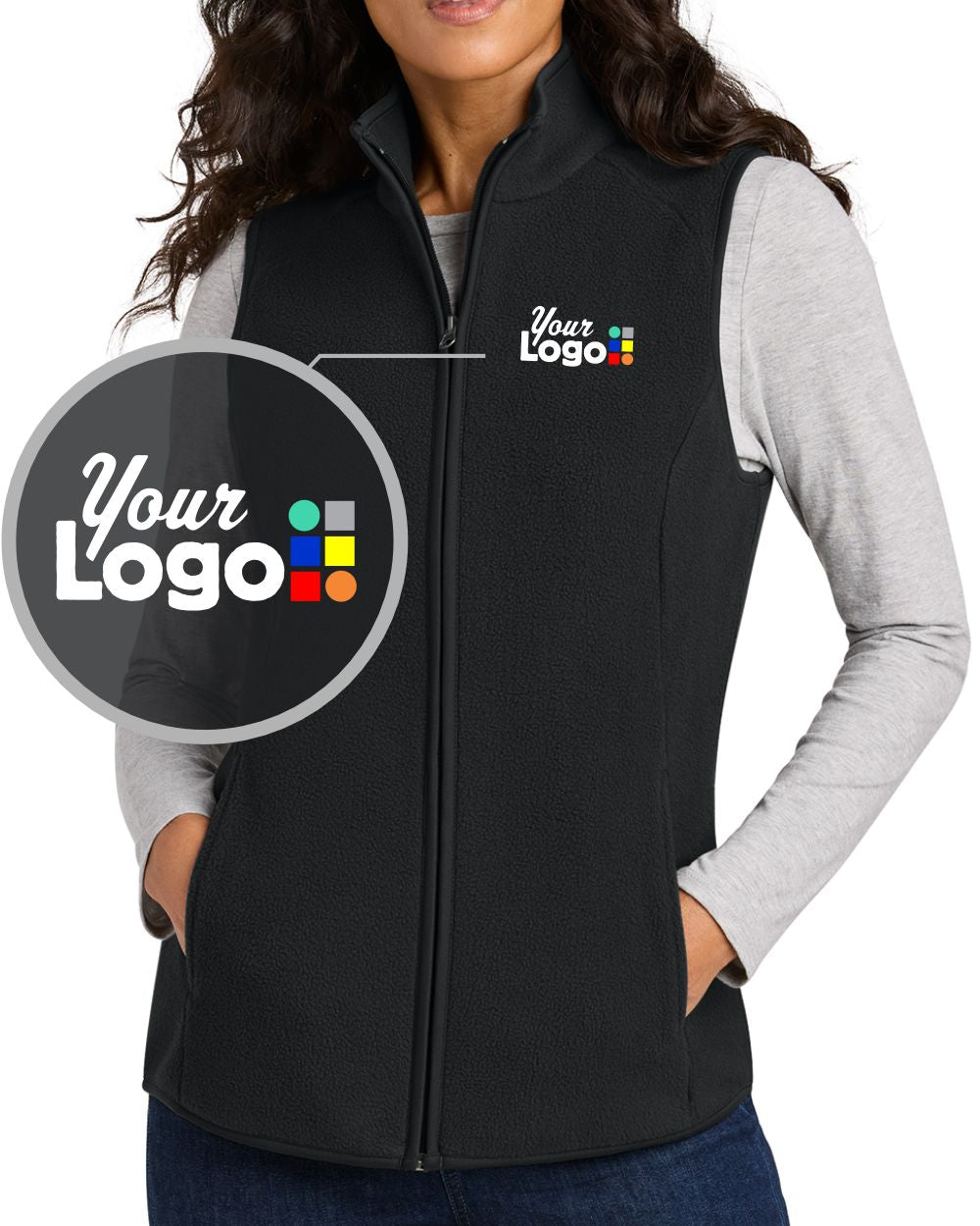 Port Authority C-FREE Fleece Custom Vest, color: Deep Black