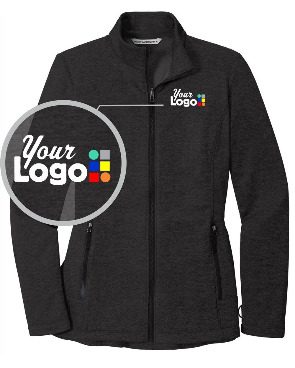 Port Authority Collective Striated Fleece Custom Jacket, color: Deep Black Heather