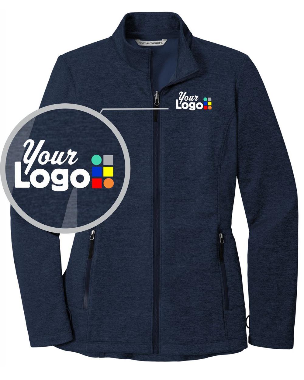 Port Authority Collective Striated Fleece Custom Jacket, color: River Blue Navy Heather