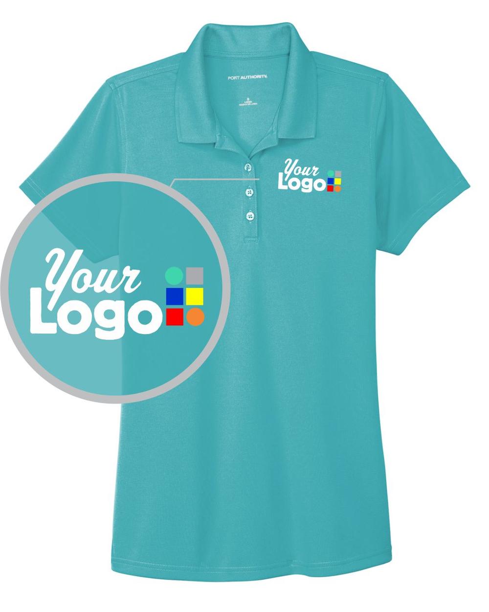 Port Authority S/S DryZone UV MicroMesh Custom Golf Shirt, color: Aquamarine