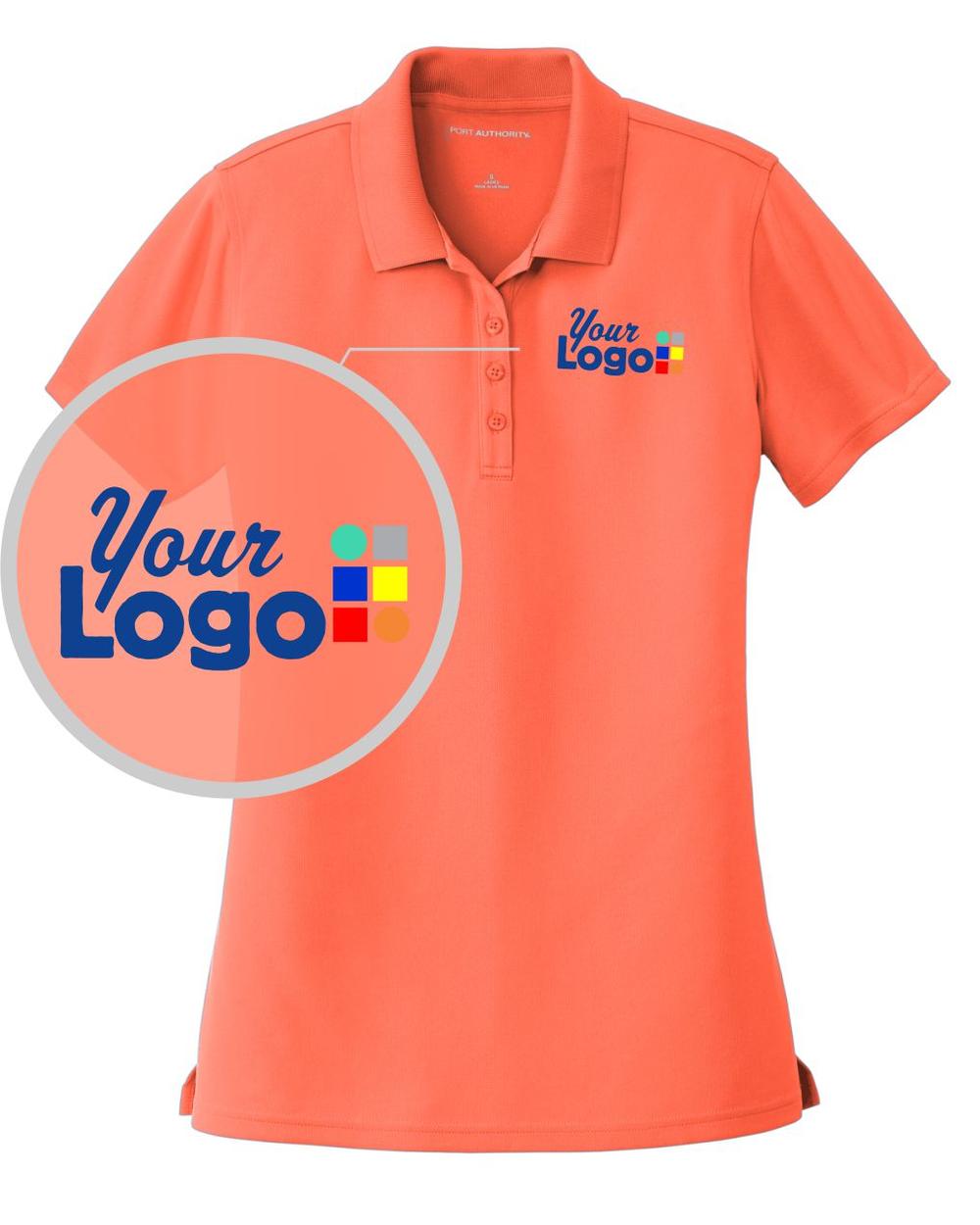 Port Authority S/S DryZone UV MicroMesh Custom Golf Shirt, color: Coral Splash