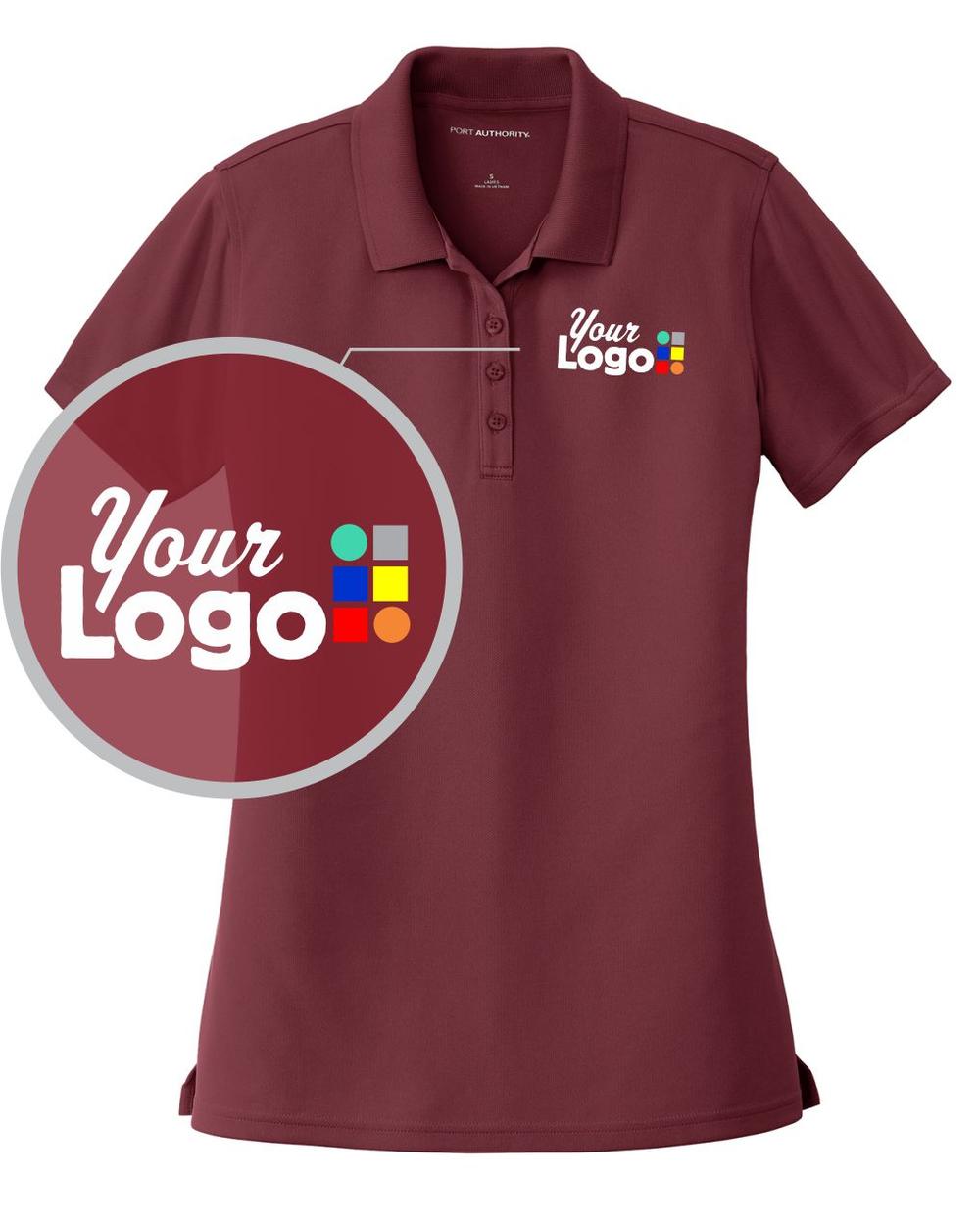 Port Authority S/S DryZone UV MicroMesh Custom Golf Shirt, color: Burgundy