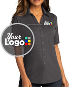 Port Authority S/S City Stretch Full-Button Custom Golf Shirt, color: Graphite