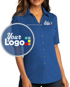 Port Authority S/S City Stretch Full-Button Custom Golf Shirt, color: True Blue