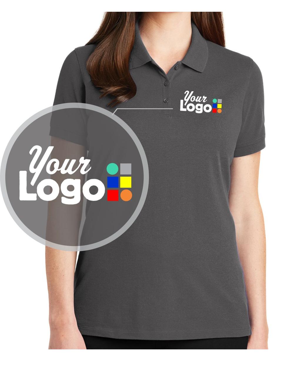 Port Authority S/S EZCotton Custom Golf Shirt, color: Sterling Grey