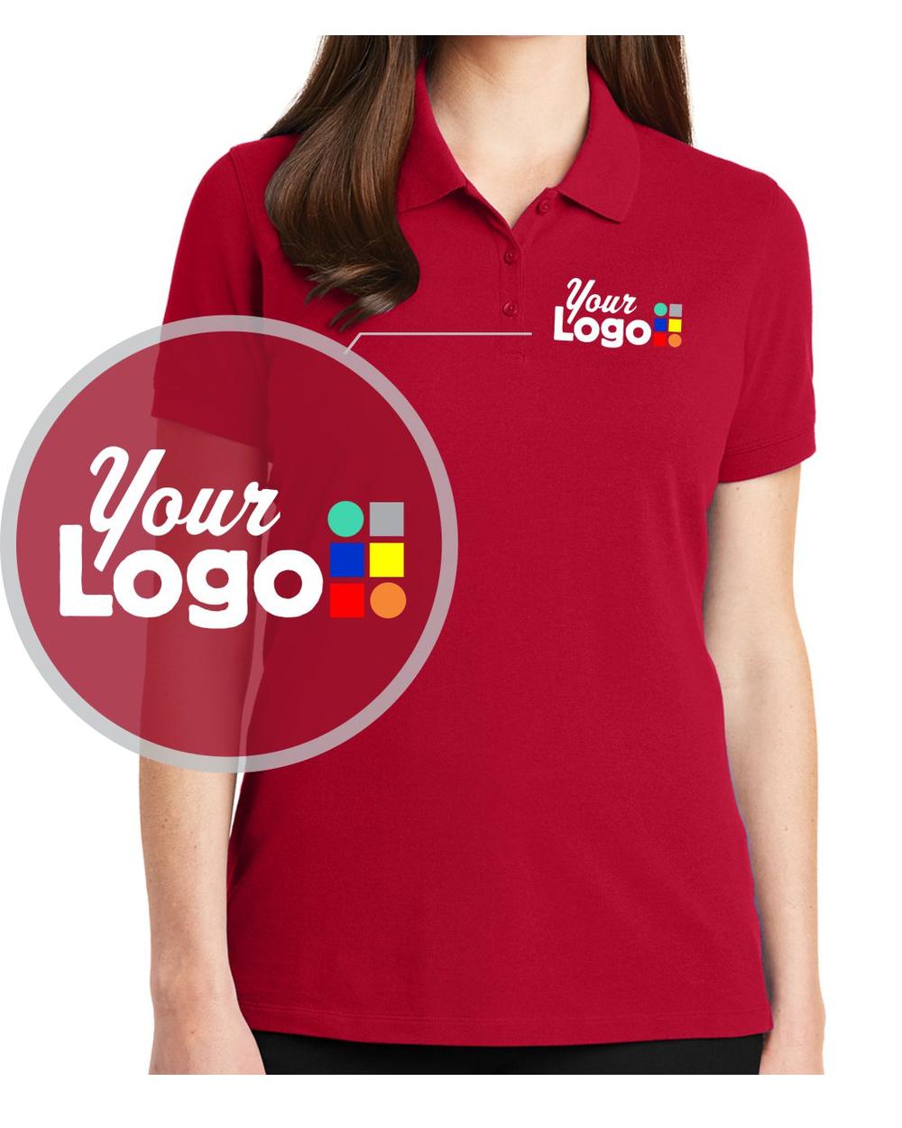 Port Authority S/S EZCotton Custom Golf Shirt, color: Apple Red