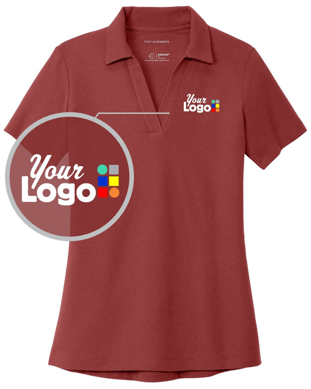 Port Authority S/S C-Free Cotton Blend Pique Custom Golf Shirt, color: Garnet