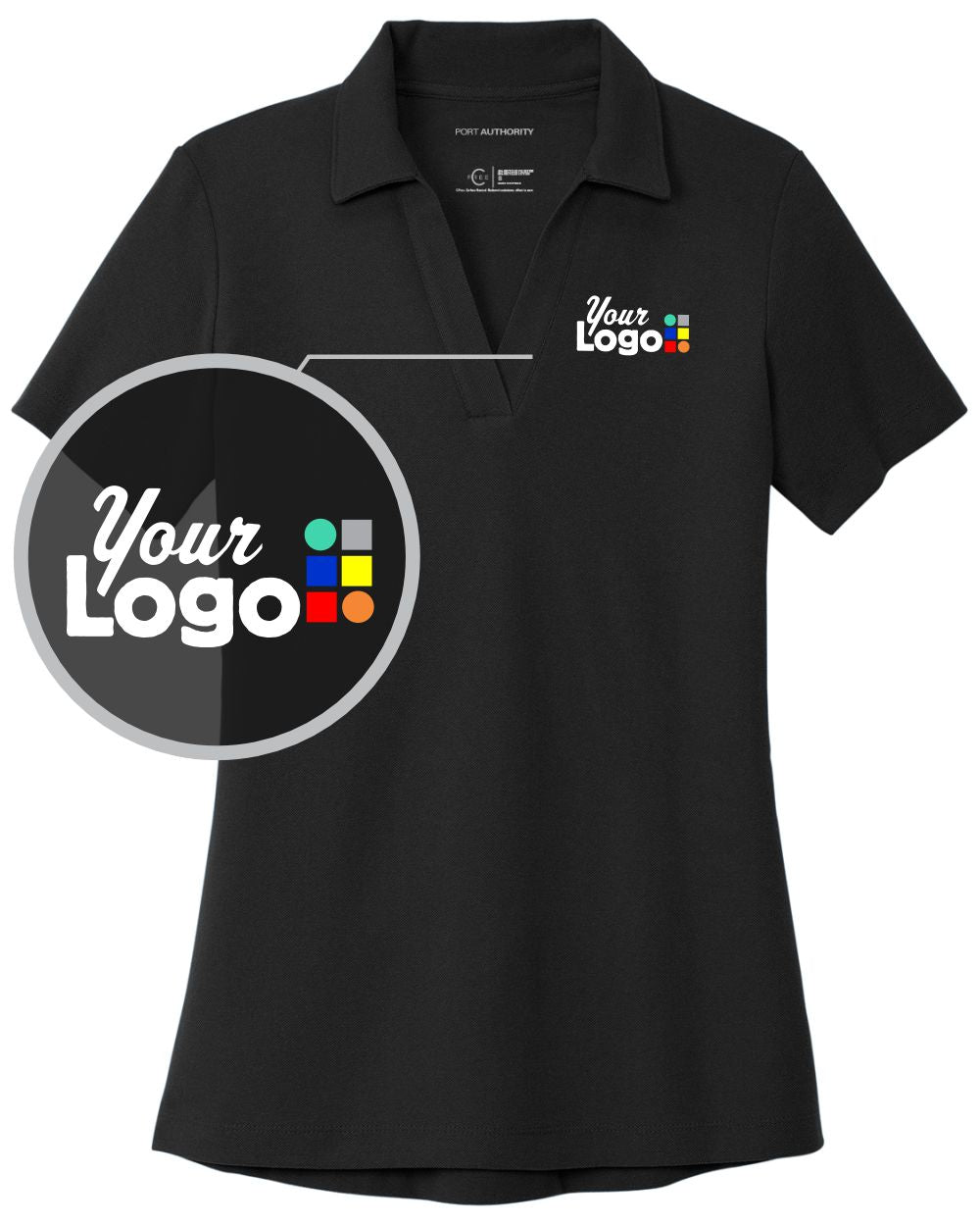 Port Authority S/S C-Free Cotton Blend Pique Custom Golf Shirt, color: Black