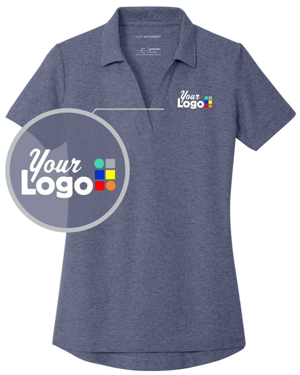 Port Authority S/S C-Free Cotton Blend Pique Custom Golf Shirt, color: Navy Heather
