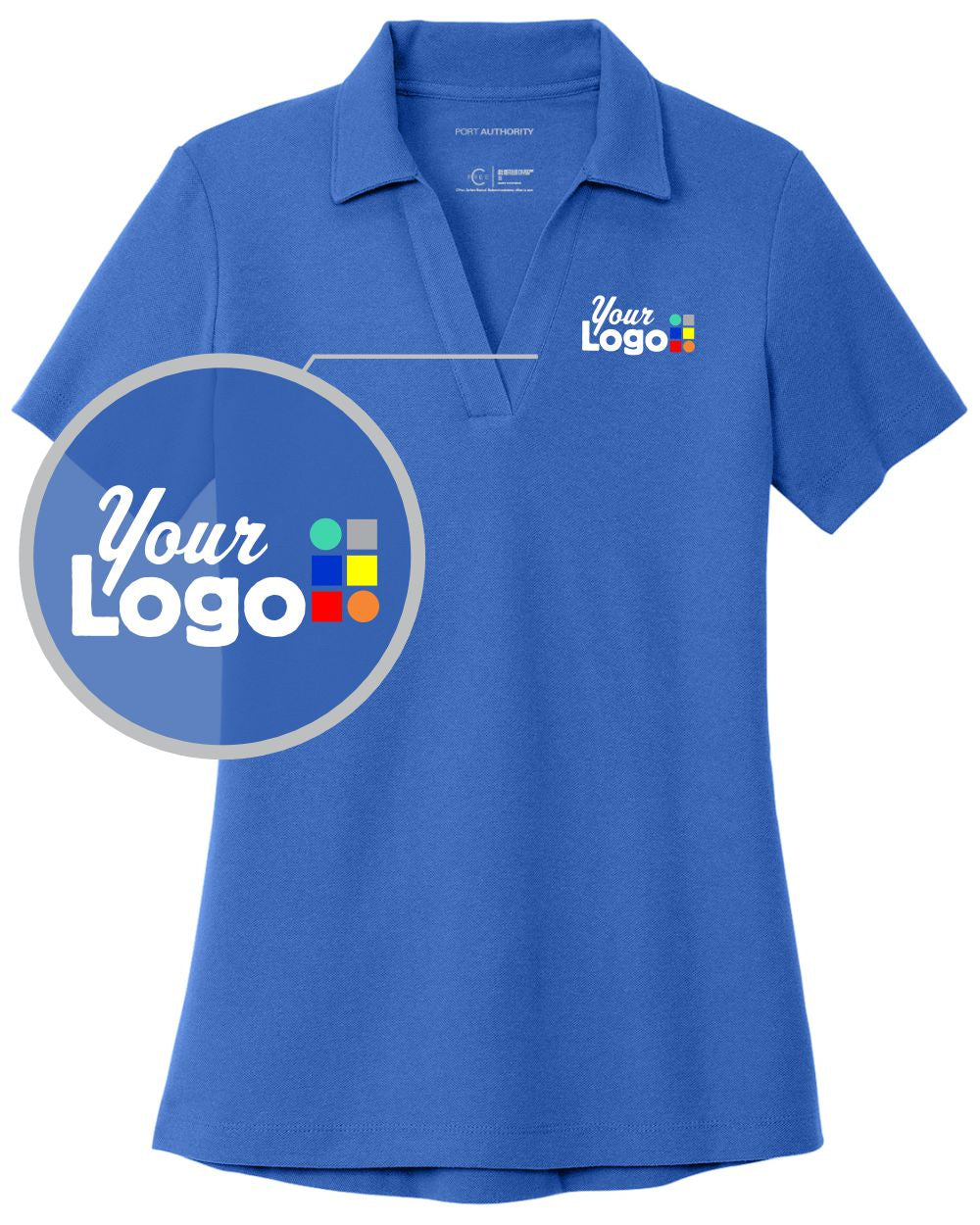 Port Authority S/S C-Free Cotton Blend Pique Custom Golf Shirt, color: True Blue