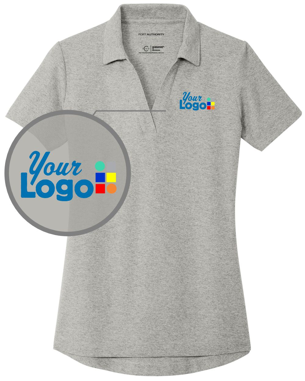 Port Authority S/S C-Free Cotton Blend Pique Custom Golf Shirt, color: Deep Smoke Heather