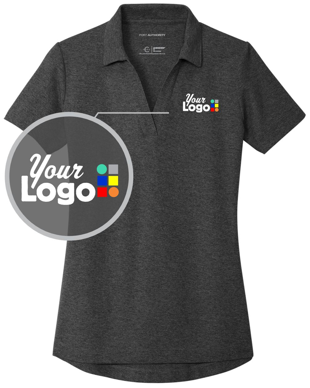 Port Authority S/S C-Free Cotton Blend Pique Custom Golf Shirt, color: Charcoal Heather