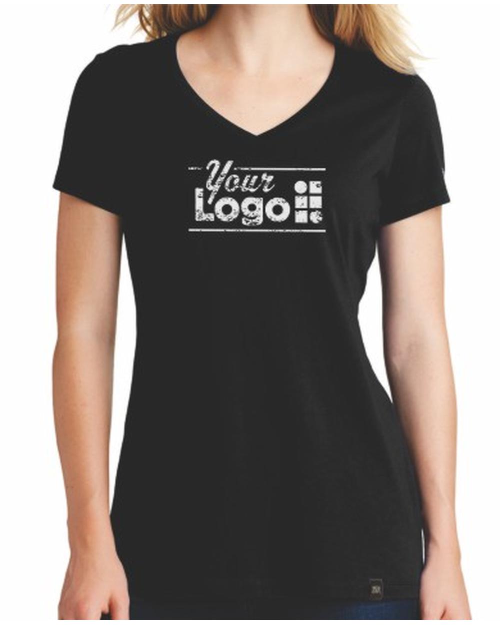 New Era S/S Heritage V-Neck Custom T-Shirt, color: Black