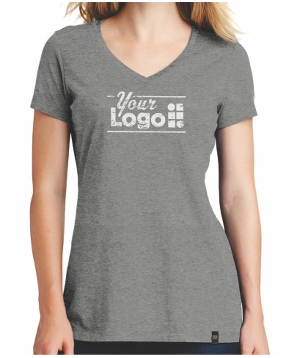 New Era S/S Heritage V-Neck Custom T-Shirt, color: Shadow Grey Heather