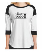 New Era 3/4 Heritage Raglan Custom T-Shirt, color: White/Black