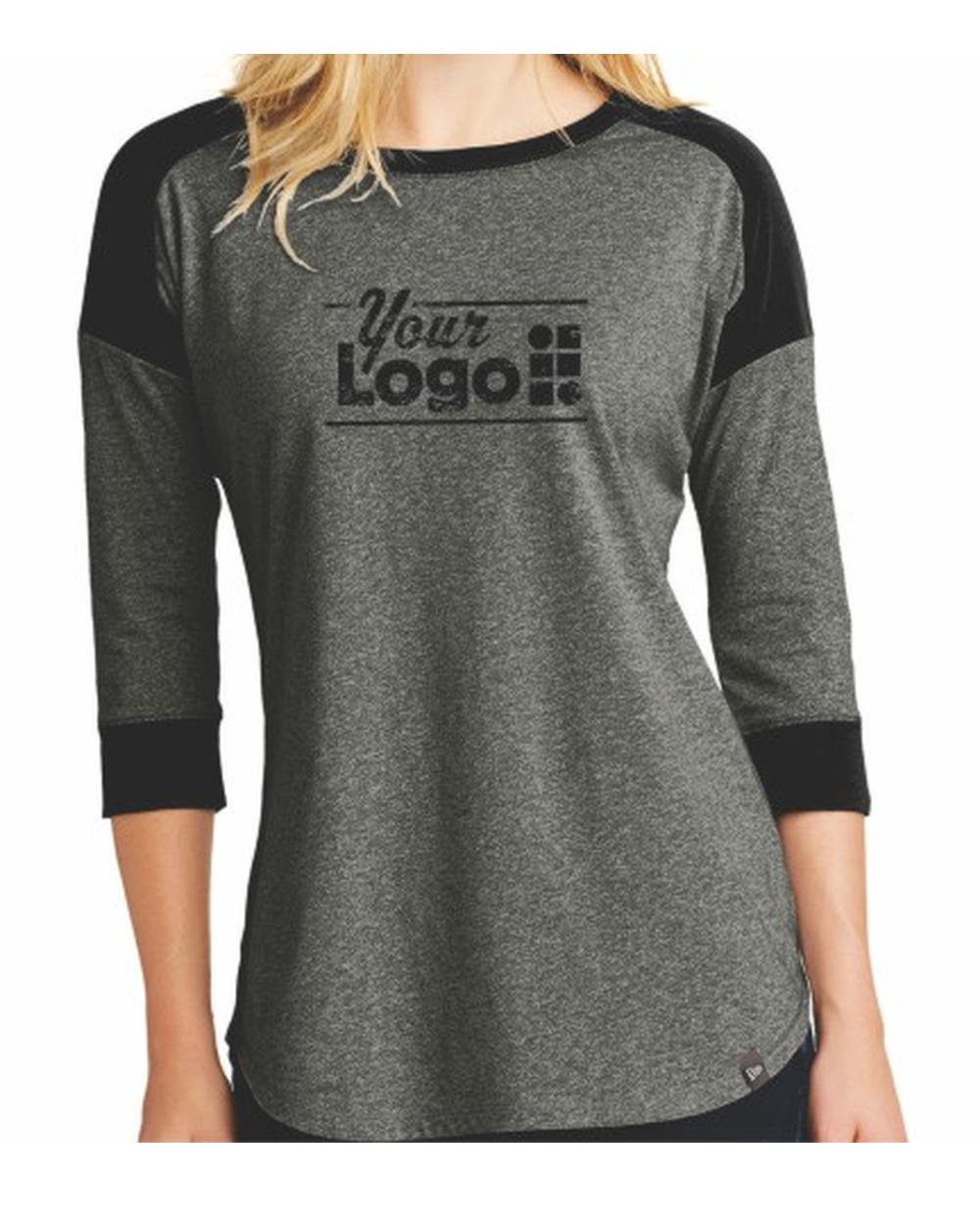 New Era 3/4 Heritage Raglan Custom T-Shirt, color: Black Twist/Black