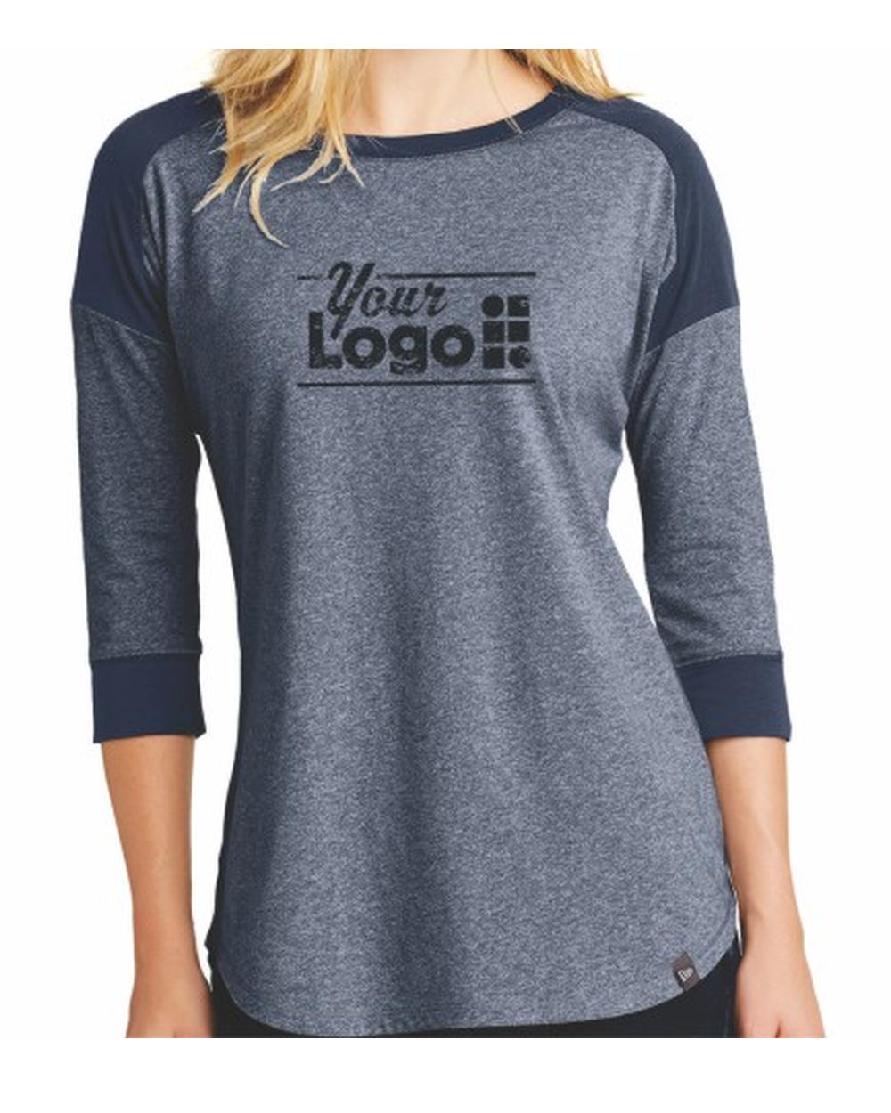 New Era 3/4 Heritage Raglan Custom T-Shirt, color: True Navy Twist/True Navy