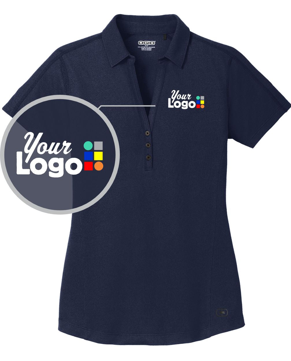Ogio Women's S/S Onyx Custom Golf Shirt, color: Navy