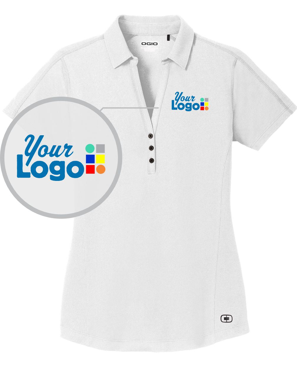 Ogio Women's S/S Onyx Custom Golf Shirt, color: White