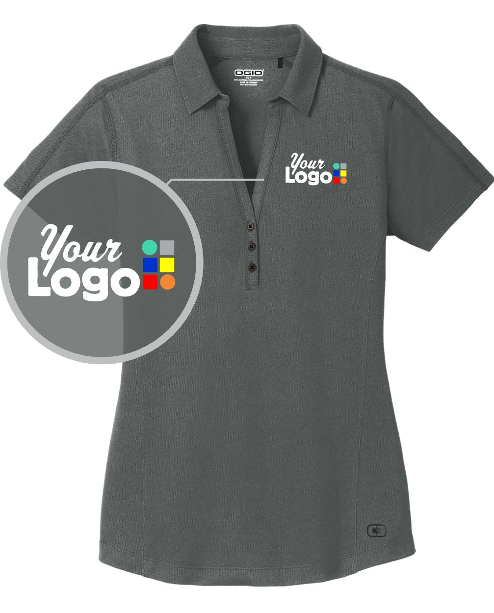 Ogio Women's S/S Onyx Custom Golf Shirt, color: Petrol Grey