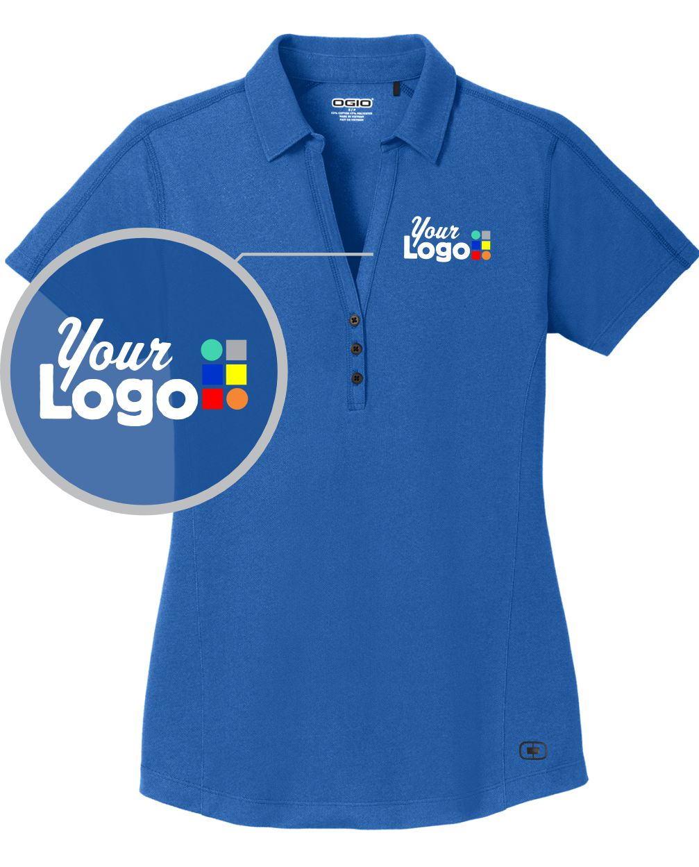 Ogio Women's S/S Onyx Custom Golf Shirt, color: Electric Blue