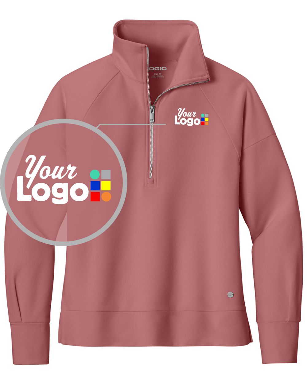 Ogio Luuma 1/2-Zip Custom Pullover, color: Desert Pink