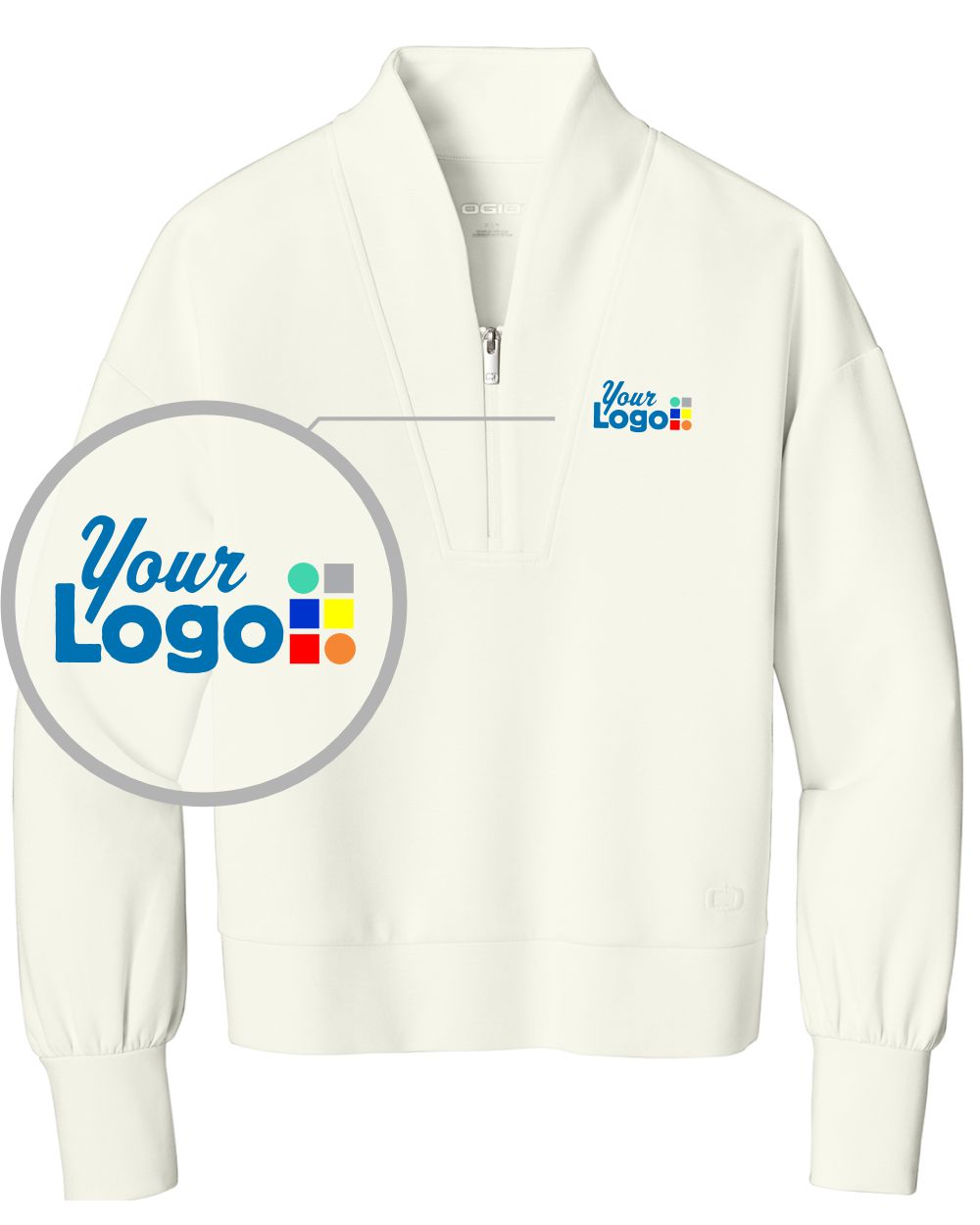 Ogio Transcend 1/4-Zip Custom Pullover, color: Opal White