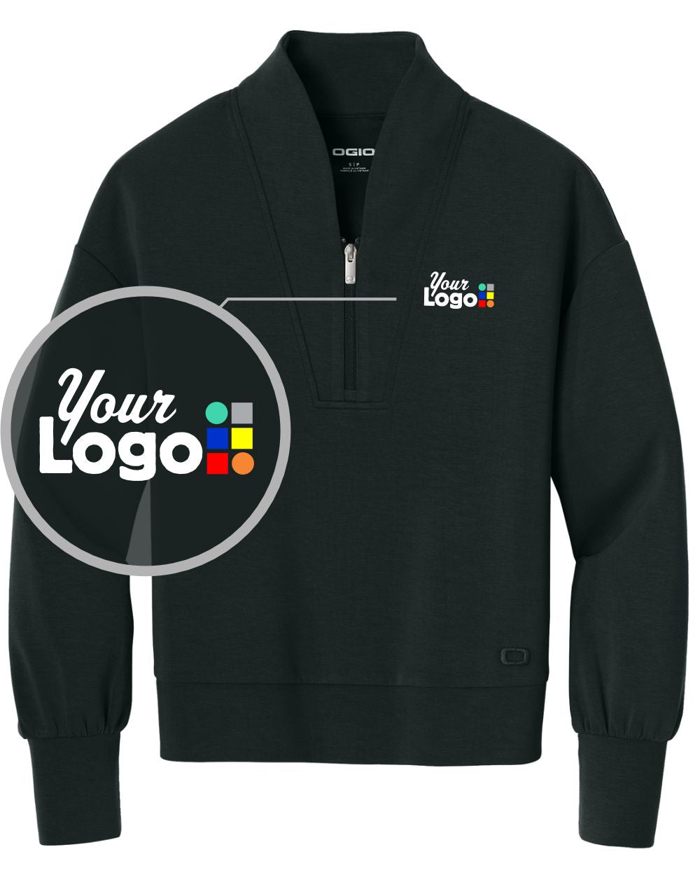 Ogio Transcend 1/4-Zip Custom Pullover, color: Blacktop