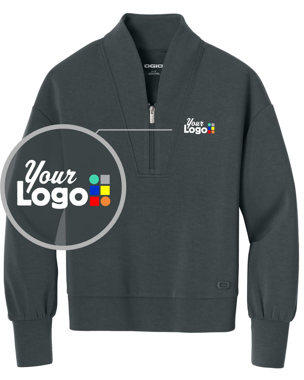 Ogio Transcend 1/4-Zip Custom Pullover, color: Tarmac Grey