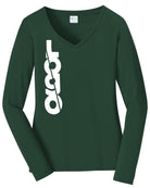 Port & Company L/S Fan Favorite V-Neck Custom T-Shirt, color: Forest Green