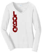 Port & Company L/S Fan Favorite V-Neck Custom T-Shirt, color: White