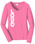 Port & Company L/S Fan Favorite V-Neck Custom T-Shirt, color: New Pink