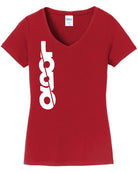 Port & Company S/S Fan Favorite V-Neck Custom T-Shirt, color: Team Cardinal