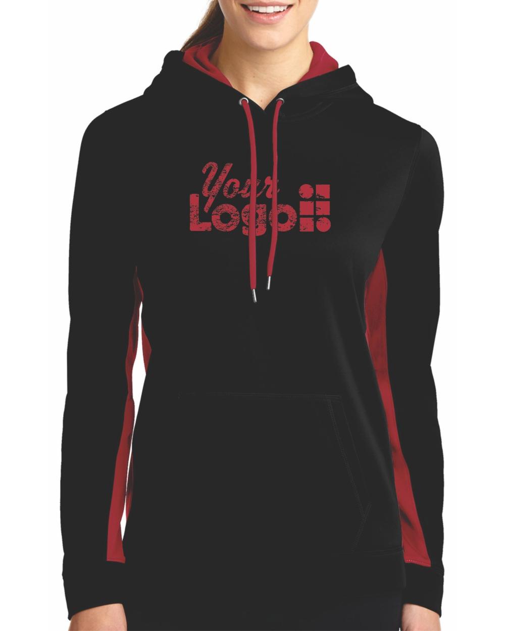 Sport-Tek ColorBlock Custom Hoodie, color: Black/Deep Red