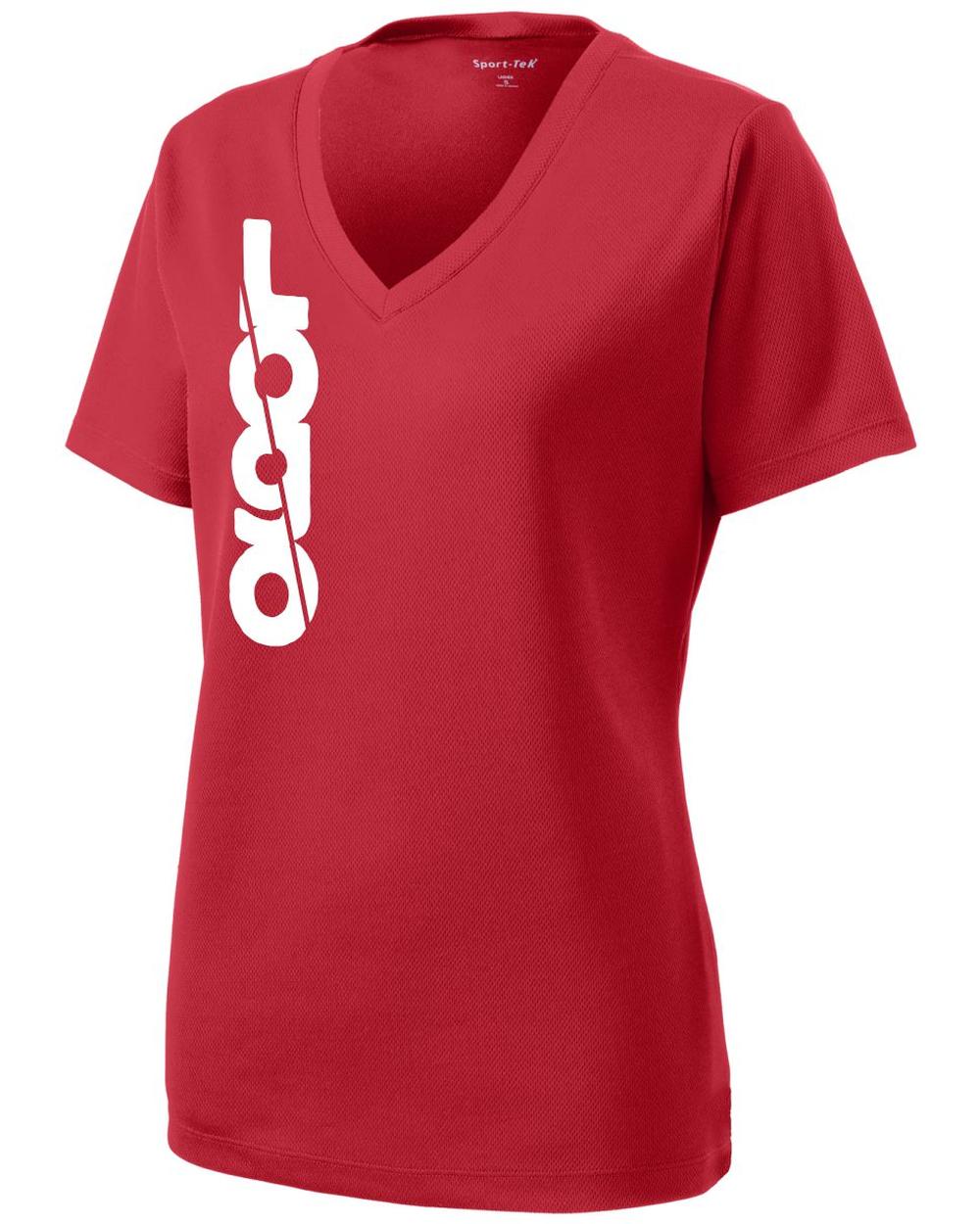 Sport-Tek S/S PosiCharge RacerMesh V-Neck Custom T-Shirt, color: True Red