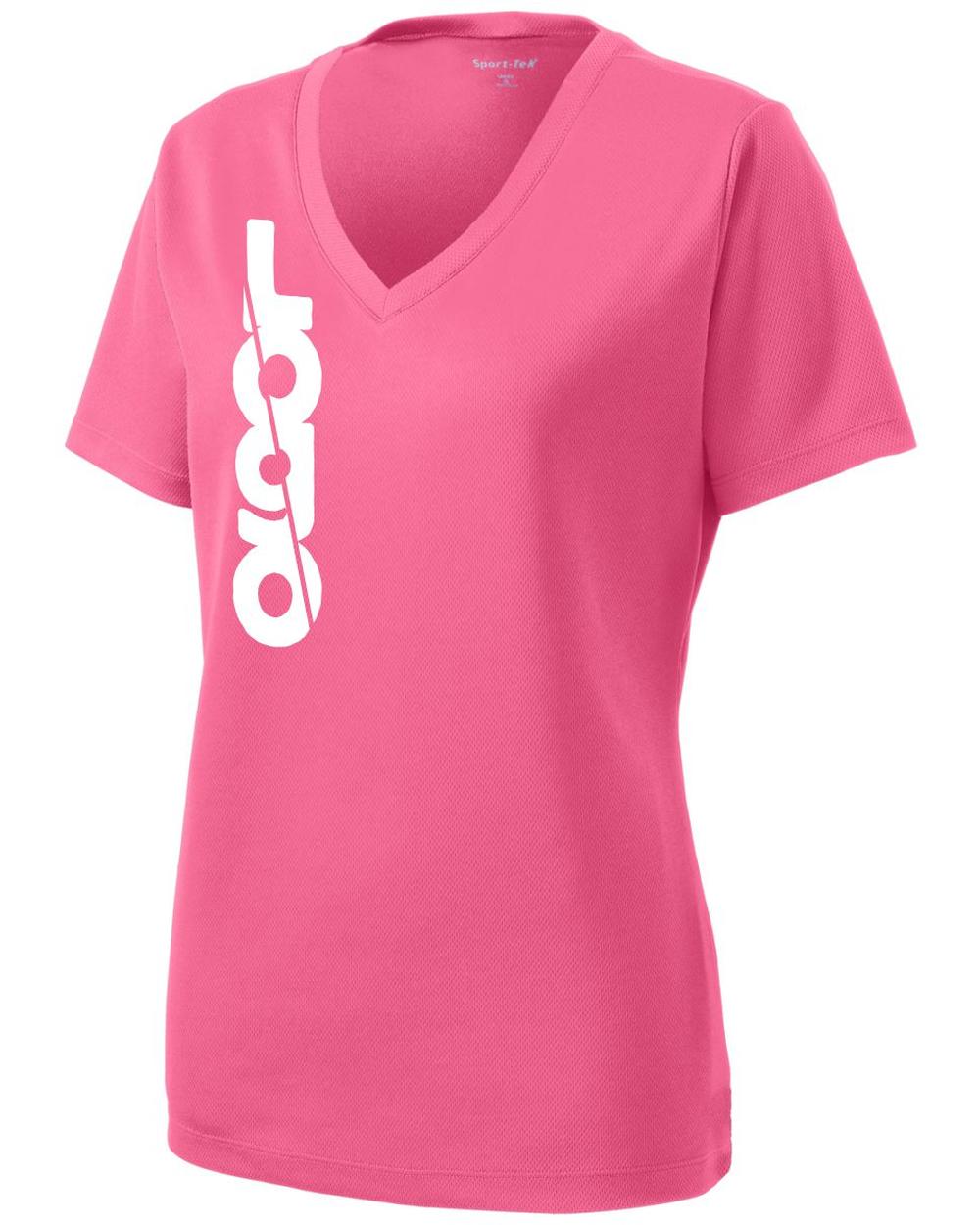 Sport-Tek S/S PosiCharge RacerMesh V-Neck Custom T-Shirt, color: Bright Pink