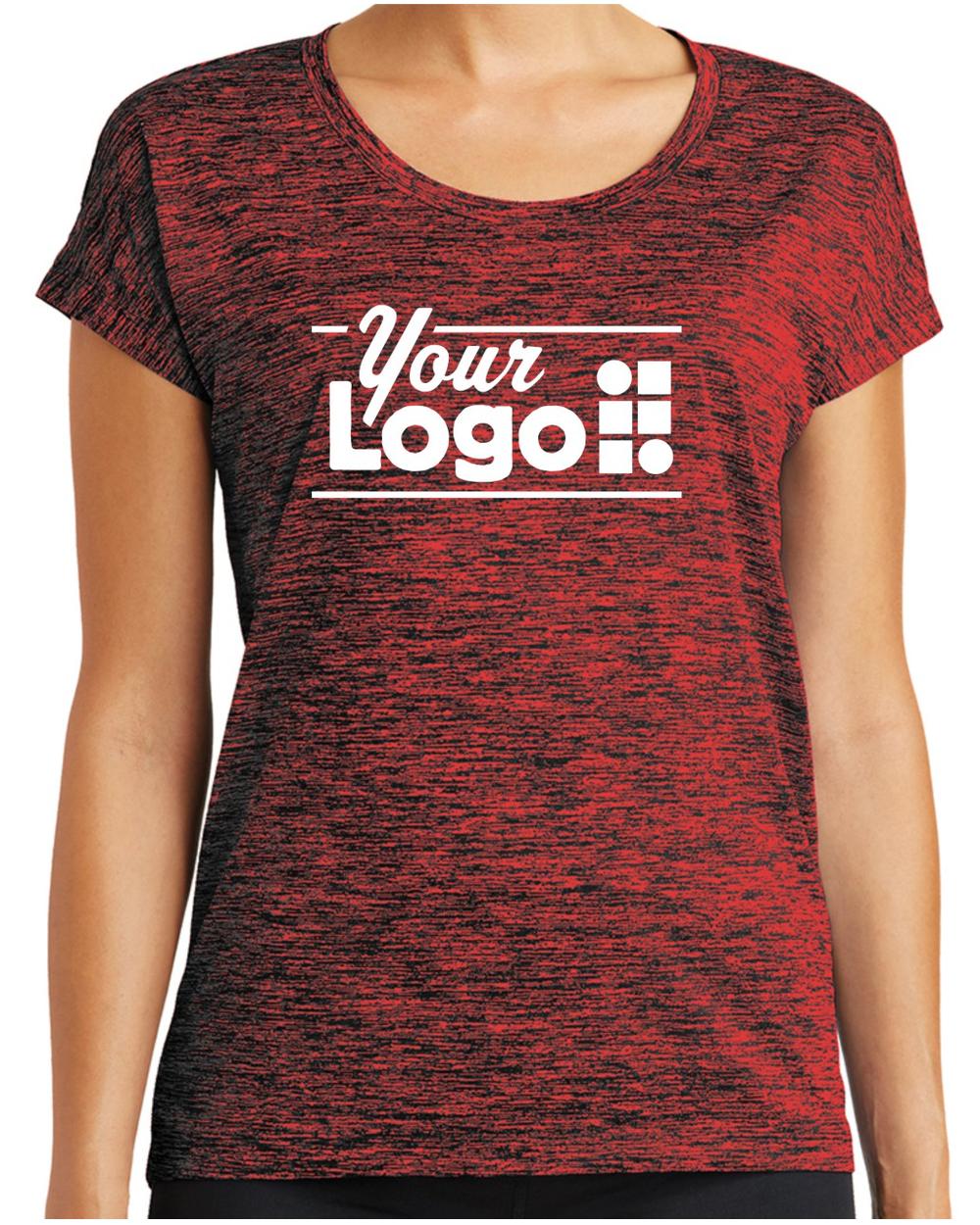 Sport-Tek S/S Electric Heather Custom T-Shirt, color: Deep Red-Black Electric