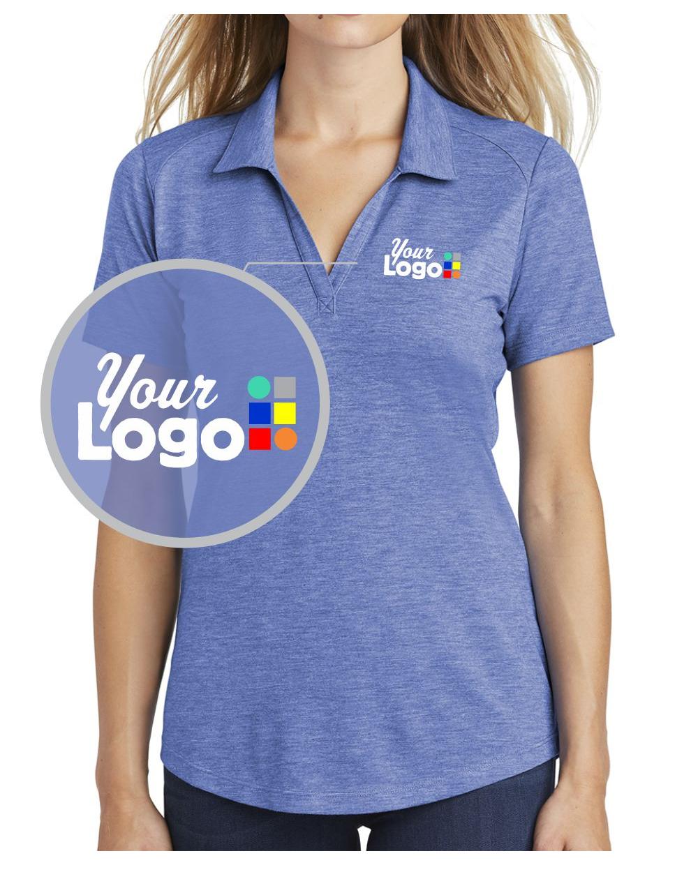 Sport-Tek S/S PosiCharge Tri-Blend Wicking Custom Golf Shirt, color: True Royal Heather